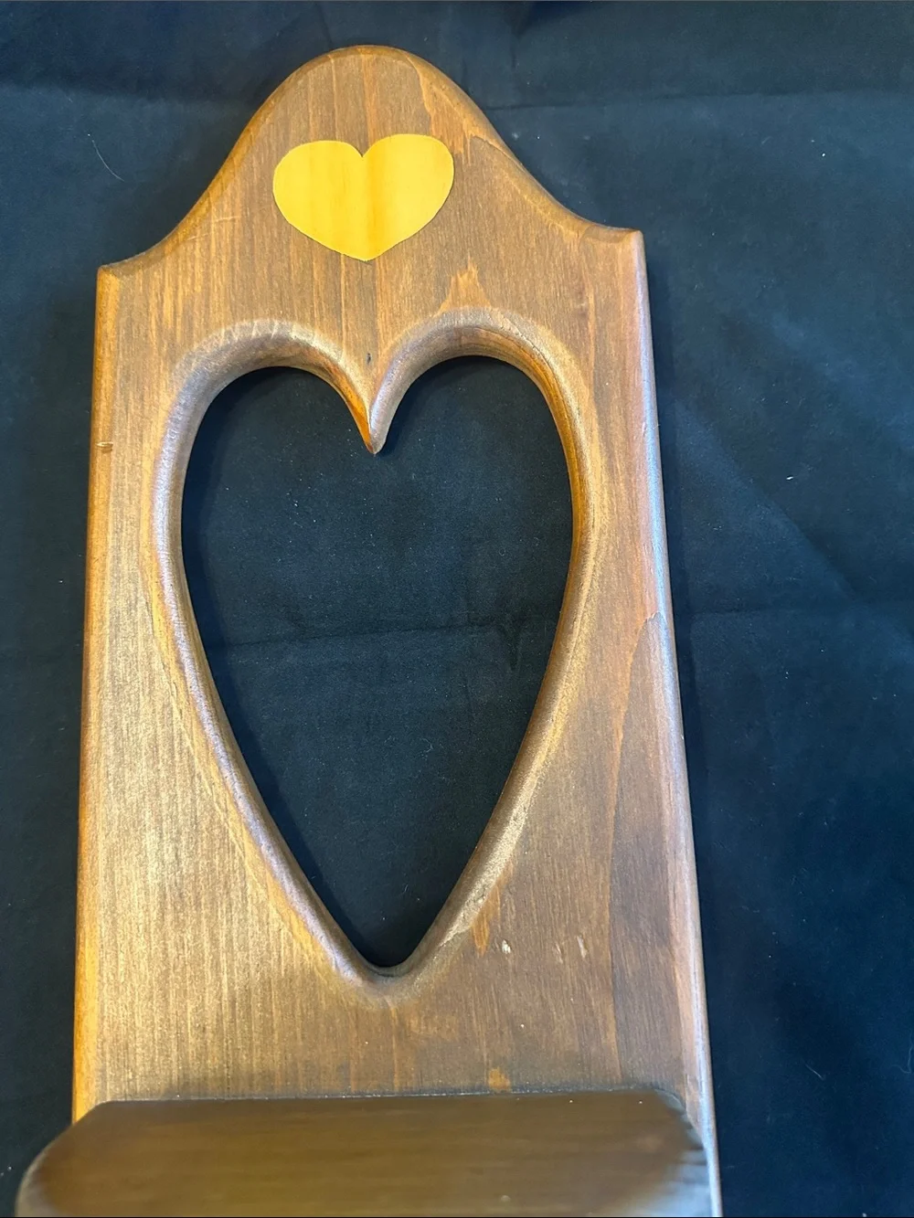 Heart Cutout Wooden Wall Shelf - Brown